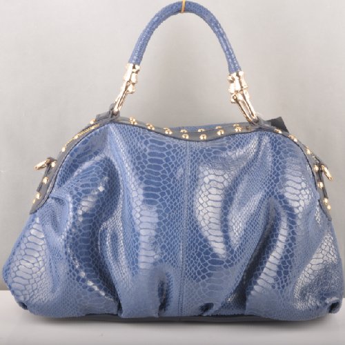 90302 Miu Miu Tote Serpente Vene Borse 90302 Blue Light